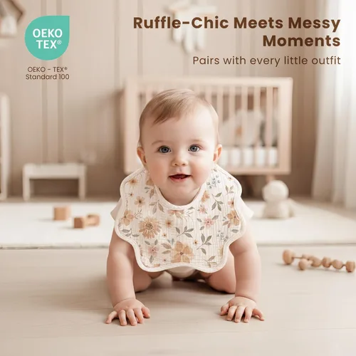 Miniatura 3 de Konssy Baberos de muselina para bebé, paquete de 8 unidades, 100% algodón absorbente, bandana baberos para dentición y babeo, unisex para niños