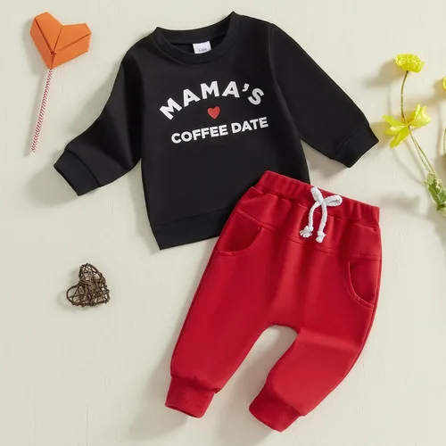Miniatura 15 de BemeyourBBs Conjunto divertido de sudadera y pantalones de manga larga con letras divertidas para bebé niño y niño