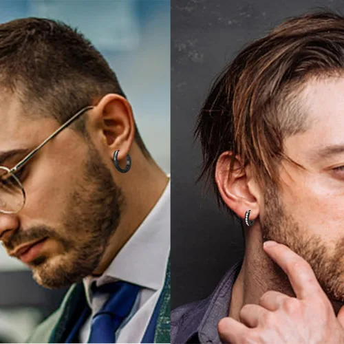 Miniatura 6 de Aretes para hombre 18 pares de aretes quirúrgicos de acero inoxidable para hombres y mujeres aretes de circonita cúbica aretes de aro colgantes