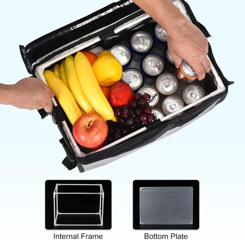 Miniatura 5 de PATIKIL Bolsa aislante para pizza L, 14.2 x 9.4 x 9.4 pulgadas, bolsa térmica para alimentos para pizza caliente/fría, color negro (22L)