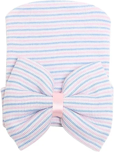Miniatura 4 de DRESHOW BQUBO Newborn Hospital Hat Infant Baby Hat Cap with Big Bow Soft Cute Knot Nursery Beanie