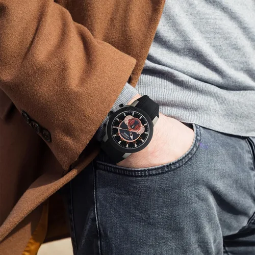 Miniatura 20 de MULCO Relojes para hombre - Creek, caja de acero inoxidable con correa de silicona para la muñeca, movimiento multifuncional de cuarzo, pantalla
