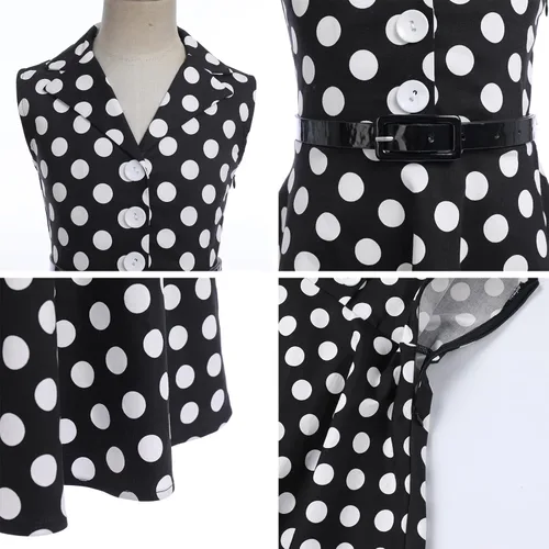 Miniatura 6 de Vestido de té para niñas, estilo vintage, de los años 50, con diseño de lunares, estilo Rockabilly para fiesta de graduación, vestido de té