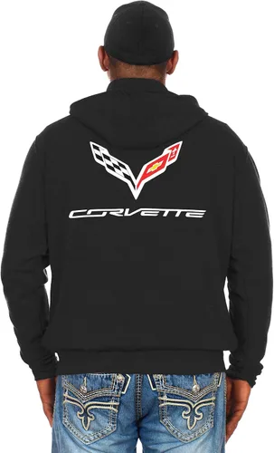 Miniatura 3 de JH DESIGN GROUP Sudaderas con capucha Chevy Corvette para hombre y con cremallera en 6 estilos, Clg6-negro