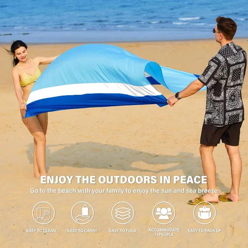 Miniatura 106 de Famstar Beach Blanket Oversized Extra Large 78"X81"/10'X9',Waterproof Sandproof Beach Blanket 2-8 Adults Lightweight Durable for Travel Camping