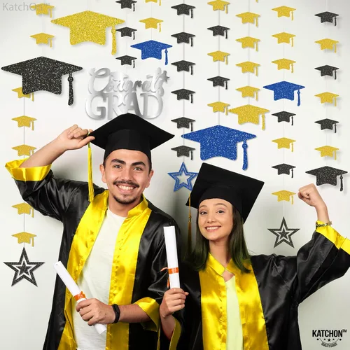 Miniatura 4 de KatchOn, Guirnalda de gorra de graduación con purpurina, 12 cuerdas, sin bricolaje, decoraciones de graduación azules y doradas 2025, decoraciones