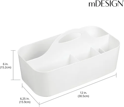Miniatura 4 de mDesign Organizador de ducha dividido de plástico con asa, almacenamiento para baño o dormitorio, capacidad para jabón de manos, champú, esponjas