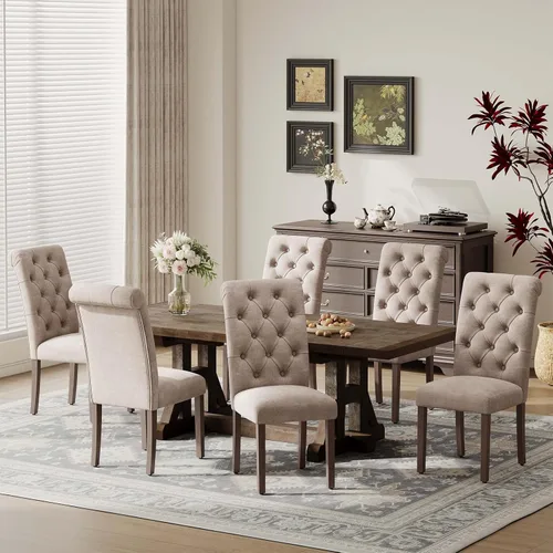 Miniatura 24 de MALOL Parsons - Juego de 4 sillas de comedor tapizadas copetudas, sillas de cocina con asiento acolchado y patas de madera maciza, sillas laterales