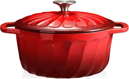 Miniatura 9 de Horno holandés de hierro fundido esmaltado con tapa, olla de horno holandés de hierro fundido de 3 cuartos de galón, olla de hierro fundido