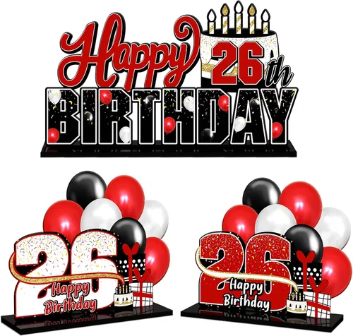 Miniatura 29 de LINGTEER Feliz 10º Cumpleaños Juego de Centros de Mesa de Acrílico Azul para Mesa - Brindemos por Diez Años Decoraciones de Regalo de Fiesta de 10º