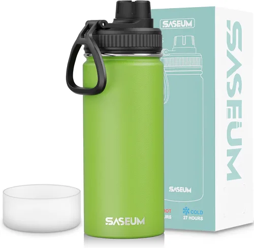 Miniatura 18 de SASEUM Botella de agua de acero inoxidable de 12 onzas, botella aislada sin BPA con tapa de boquilla a prueba de fugas, botella de metal de boca