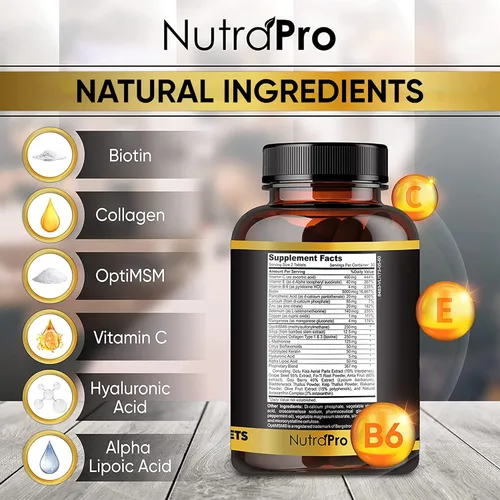 Miniatura 5 de Vitaminas para el crecimiento del cabello para hombres, anti pérdida de cabello, píldoras de vitaminas y bloqueador de Dht para hombres. Suplemento