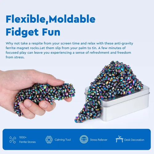 Miniatura 3 de Más de 1000 masillas originales de ferrita coloridas, piedras sensoriales, para adultos para aliviar el estrés de escritorio y artículo de oficina