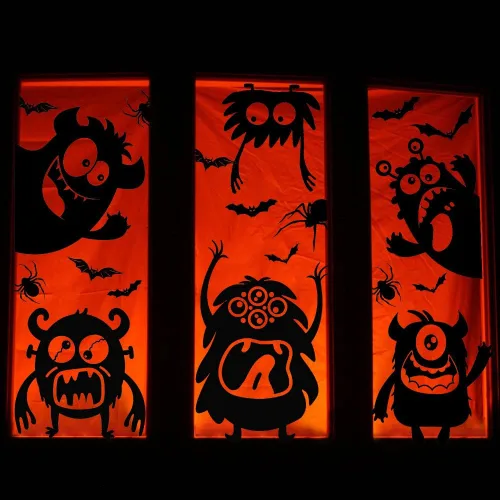 Miniatura 4 de Decoraciones de silueta de ventana de Halloween - Lindas calcomanías de silueta de monstru