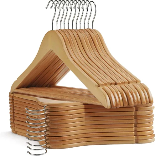Perchas de madera para uso diario, perchas de madera de acabado liso con muescas cortadas con precisión, perchas para abrigos, perchas resistentes