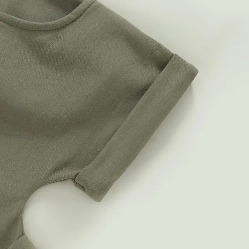 Miniatura 35 de Conjunto de ropa casual de manga corta con botones y pantalones cortos de lino para bebés y niños pequeños