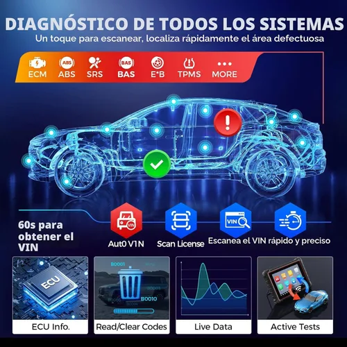 Miniatura 5 de Autel Escáner MaxiCOM MK900: 2026 actualizado como MK900BT MK900-BT MX900 Herramienta de diagnóstico bidireccional, 8 pulgadas más de MK808S MK808BT