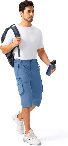 Miniatura 6 de Pudolla Men's Capri Pants Quick Dry 34 Long Shorts with 6 Pockets for Fishing Golf Athletic Hiking