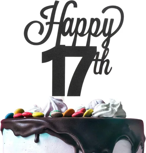 Miniatura 50 de LINGTEER - Decoración para pastel con texto "Happy Birthday 100", color negro
