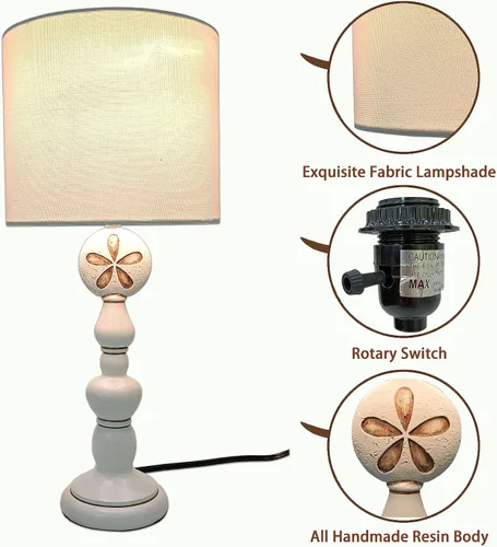 Miniatura 2 de Lámpara de mesa rústica, pantalla de lino, base de resina, control táctil, base de bombilla E26, lámpara de escritorio compacta para dormitorio
