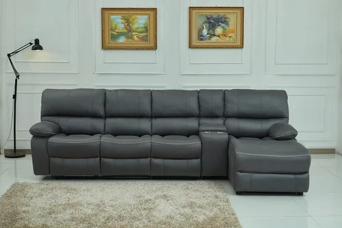 Miniatura 4 de Betsy Furniture Microfibra Gris Modular Reclinable Seccional 8007 (Gris, Asiento Extra)