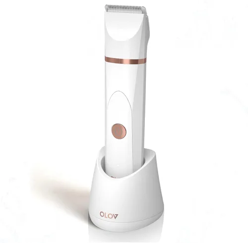 OLOV Recortadora eléctrica de pelo corporal, recortadora de ingle para hombres, recortadora de bikini para mujeres, afeitadora en húmedo y seco, Oro