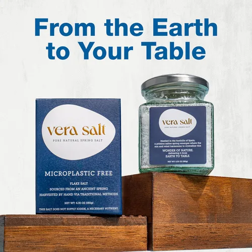 Miniatura 8 de Vera Salt Flake Spring Salt Flake - Tarro de vidrio de 6.35 oz - Copos de sal con acabado gourmet de España - Cristales blancos cosechados a mano