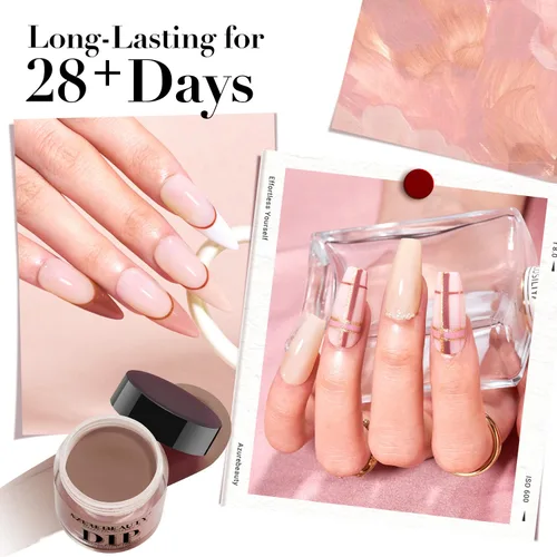 Miniatura 5 de AzureBeauty Juego de uñas en polvo de inmersión, 6 colores marrón nude, tonos de piel, polvo de inmersión natural, arte de uñas francés, salón
