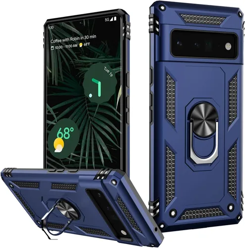 Miniatura 100 de LUMARKE Funda para Google Pixel 5 con protector de pantalla, pasa 16 pies, probada en caídas, grado militar, con soporte de anillo magnético, Rojo