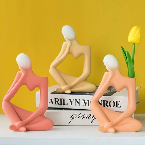 Miniatura 5 de Arawat - Florero de cerámica para decoración del hogar, moderno y lindo jarrón bohemio para decoración de mesa y habitación, jarrón estético único