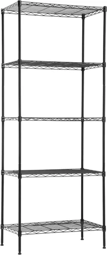 PayLessHere Estante de alambre de 5 niveles | 24 x 14 x 60 pulgadas | Negro | Estantes ajustables | Estantes de almacenamiento de alta resistencia,