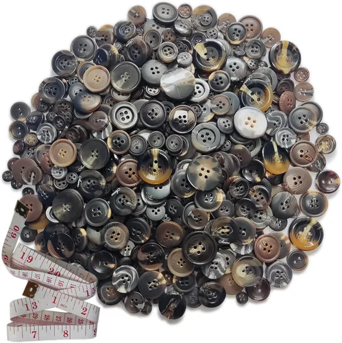 Miniatura 13 de 500-700 PZA Botones de Resina Marrón Claro, Varios Tamaños y Formas para Costura Infantil, Manualidades DIY, Botones Pintados a Mano para Arte