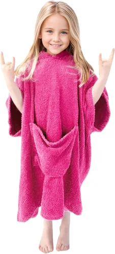 MissShorthair Toalla Poncho para niños, toalla de playa con capucha para niña y niño, poncho de surf, bata de baño, toalla de baño de microfibra