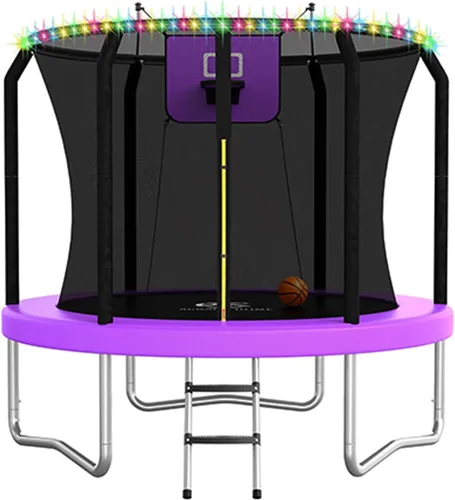 Miniatura 15 de ACWARM HOME Trampoline Outdoor 8FT 10FT 12FT 14FT 15FT 16FT Trampoline with Basketball Hoop and LED Lights, Recreational Trampolines for Kids and