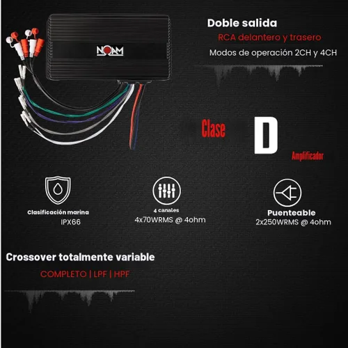 Miniatura 6 de NOAM NUTV5-S Quad PRO - Kit de sistema estéreo marino ATV/carrito de golf/UTV, con 4 altavoces de torre de luz LED impermeables, subwoofer