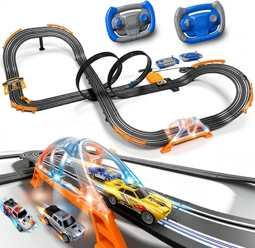 Juegos de carreras de coches de tragamonedas con 4 coches de tragamonedas de alta velocidad, juego eléctrico de doble carreras con 2 controladores,