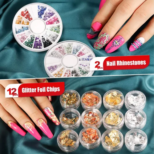 Miniatura 5 de Teenitor Diseñador de bolígrafos de uñas, herramienta de arte de uñas con 15 pinceles de pintura de uñas, herramienta de punteo de uñas, lámina