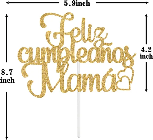 Miniatura 5 de Feliz Cumpleaños Mama Cake Topper, Best Mom Ever, Feliz Día de la Madre, Feliz Cumpleaños, Decoración de Fiesta de Mamá, Purpurina Dorada