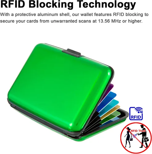 Miniatura 29 de Soporte para tarjetas de crédito, cartera metálica con bloqueo RFID para tarjetas de identificación para mujeres y hombres, funda rígida de aluminio