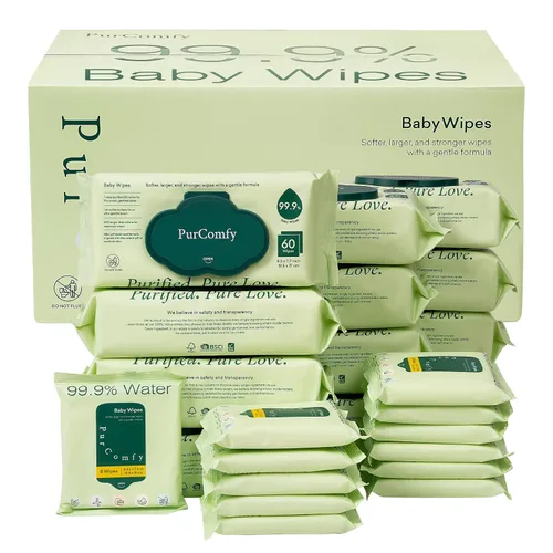Miniatura 12 de PurComfy Toallitas de viaje para bebé, paquete de 42 toallitas de viaje para bebé con base de plantas, hipoalergénicas para pieles sensibles