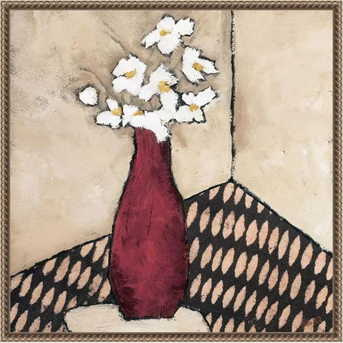 Miniatura 17 de Amanti Art Lienzo enmarcado para pared, florero rojo retro de 16 x 16 pulgadas, por Judi Bagnato, lienzo enmarcado para pared, obras de arte