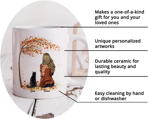 Miniatura 5 de Gossby Taza personalizada con texto en inglés "Being a Cat Mom", regalo personalizado para mujeres con diseño, nombre, raza de gato, cumpleaños, día