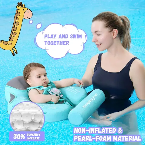 Miniatura 2 de GENTEACO Mambobaby Flotador de natación para bebé con toldo, flotador no inflable para piscina infantil con cola, de 3 a 24 meses, evita voltearse