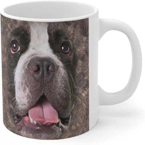 Miniatura 3 de Funny Gifts - Taza de café de cerámica blanca con diseño de perro matón americano a rayas, 11 onzas