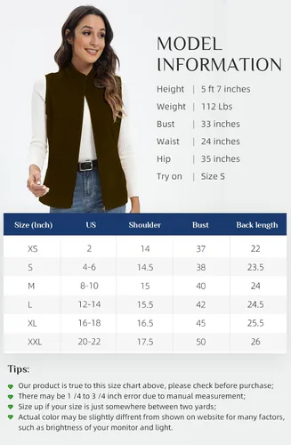 Miniatura 5 de Xeoxarel Chaleco de forro polar para mujer con 6 bolsillos (XS-2XL)