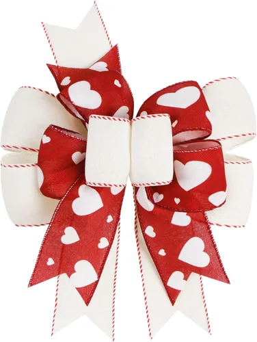 Miniatura 6 de SIMISI RIBBON Lazo de Navidad Verde Rojo con Puntos, Lazo Rústico de Arpillera para Corona, Árbol de Navidad, Decoración de Fiestas (24.1 x 33 cm)