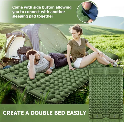 Miniatura 5 de Almohadilla de dormir Toncoke, almohadilla inflable extra gruesa y ultraligera con almohada, bomba de pie de 30s, colchón de camping de 3.54