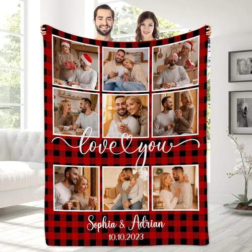 Miniatura 18 de Manta con fotos personalizada para novio, regalos del día de San Valentín, manta de fotos personalizada, regalos de novio de novia, regalos del día