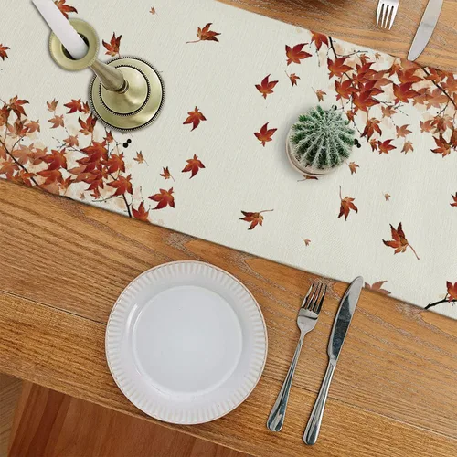 Miniatura 3 de GAGEC Camino de mesa de otoño, calabazas, gato, hoja de arce, cosecha de otoño, decoración de Acción de Gracias de temporada para el hogar, cocina