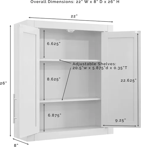 Miniatura 2 de Crosley Furniture Savannah Armario de almacenamiento para baño montado en la pared con estantes para medicinas, Gris